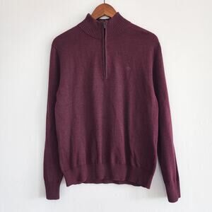 Calvin Klein Wine Burgundy Quarter Zip Pullover Sweater Men's Size Small